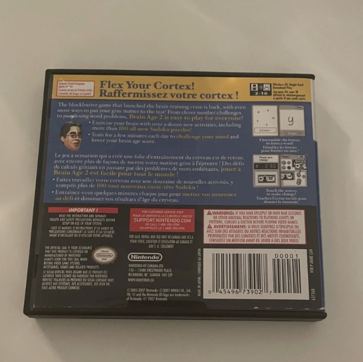 Brain Age 2: More Training in Minutes a Day! (Nintendo DS, 2007) Complete CIB