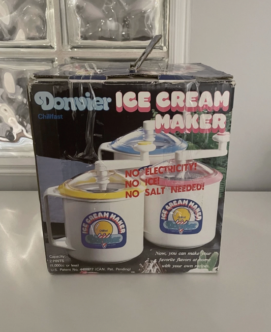 Vintage Donvier Chillfast Ice Cream Maker 2 Pint Manual Hand Crank CIB