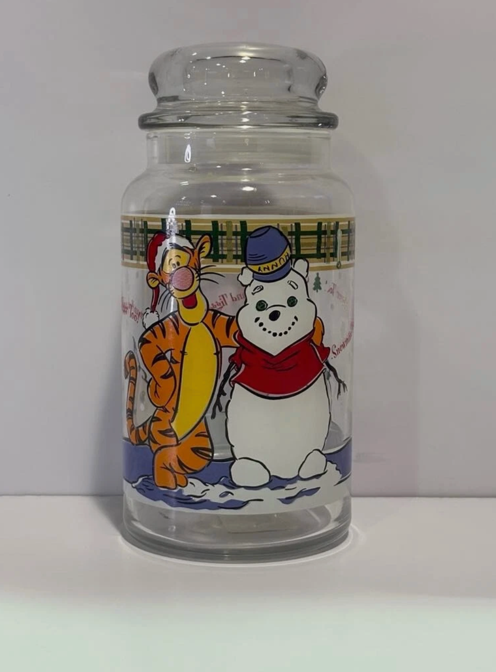 Anchor Hocking Company Disney Winnie The Pooh Glass Canister Christmas
